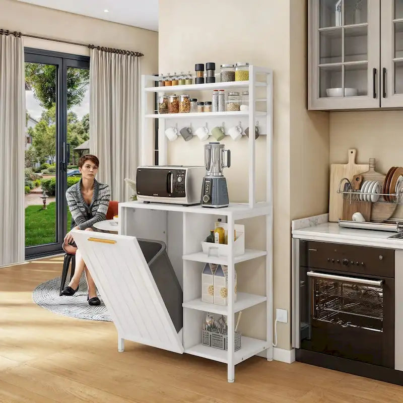 Moasis 6-Tier Kitchen Baker's Rack with Storage Shelves and Trash Can Cabinet Organizer - image 1