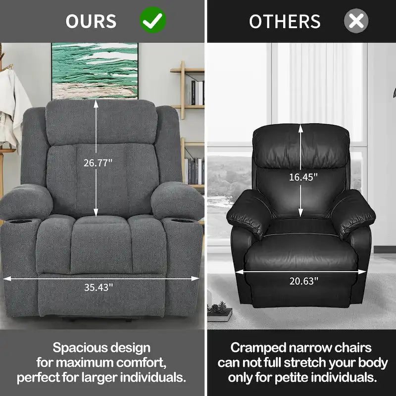 Elevated Recliner Chair for Seniors - Fabric Lift Chair with Extended Footrest, Dual Cup Holders, Side Pockets, and Remote Control - image 16