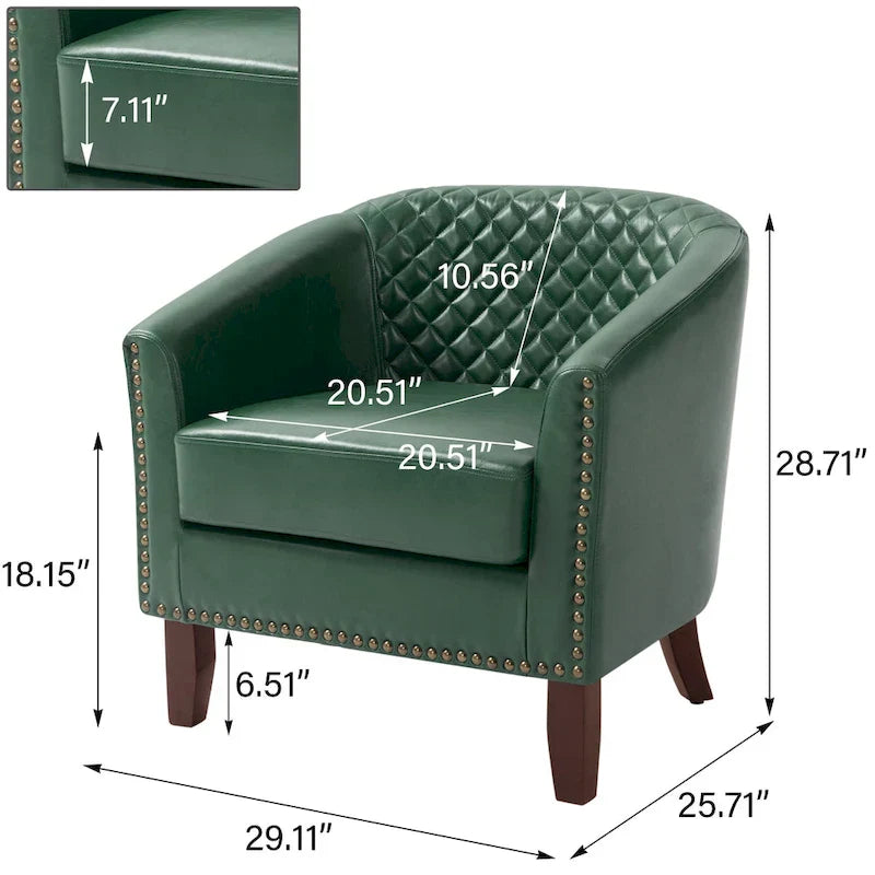 Ethan Barrel Accent Chair in PU Leather with Nailhead Detailing - image 38