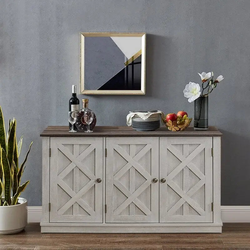 48-Inch Rustic Wood Buffet Cabinet with 3 Doors - Generous Storage Space - image 6