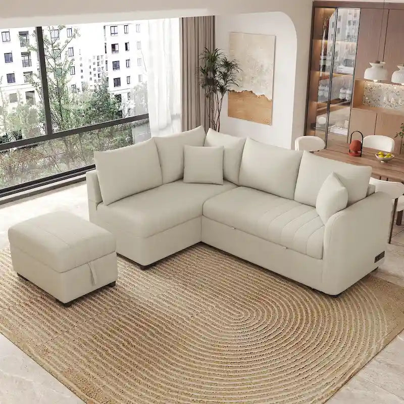 Roomfitters L-Shaped Sleeper Sofa with USB Ports, Power Outlets, and Versatile Storage Ottoman - image 8