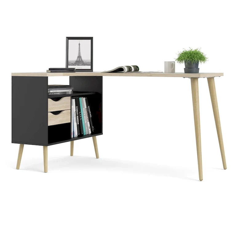 Carson Carrington Kristiansund L-Shaped Desk with 2 Drawers and 3 Shelves - image 12