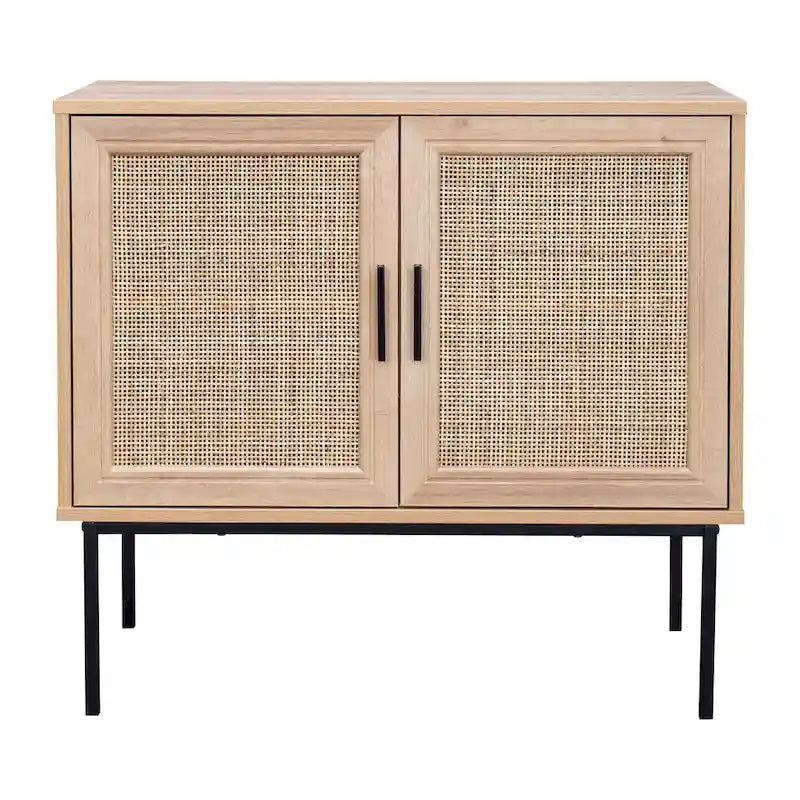 2-Door Rattan Storage Cabinet with Sideboard Design - image 6