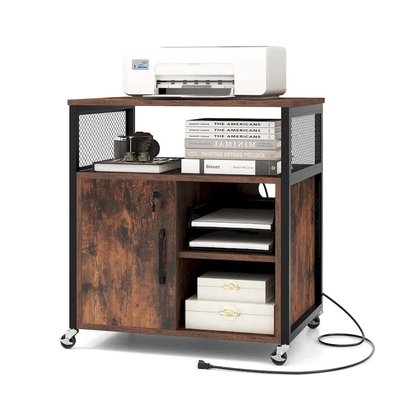 Costway Mobile File Cabinet with Charging Station & Cable - Learn More - image 4
