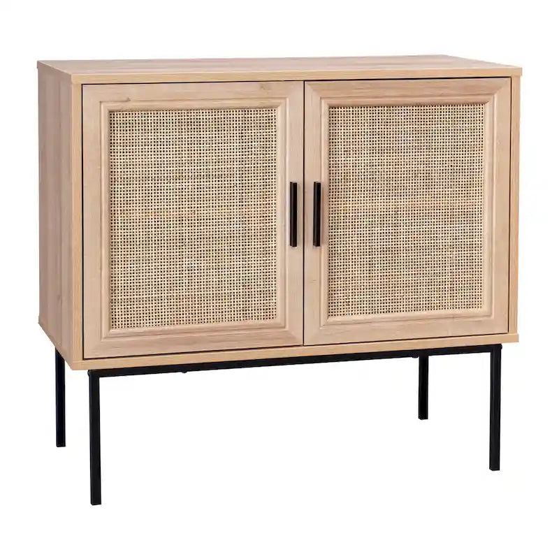 2-Door Rattan Storage Cabinet with Sideboard Design - image 8