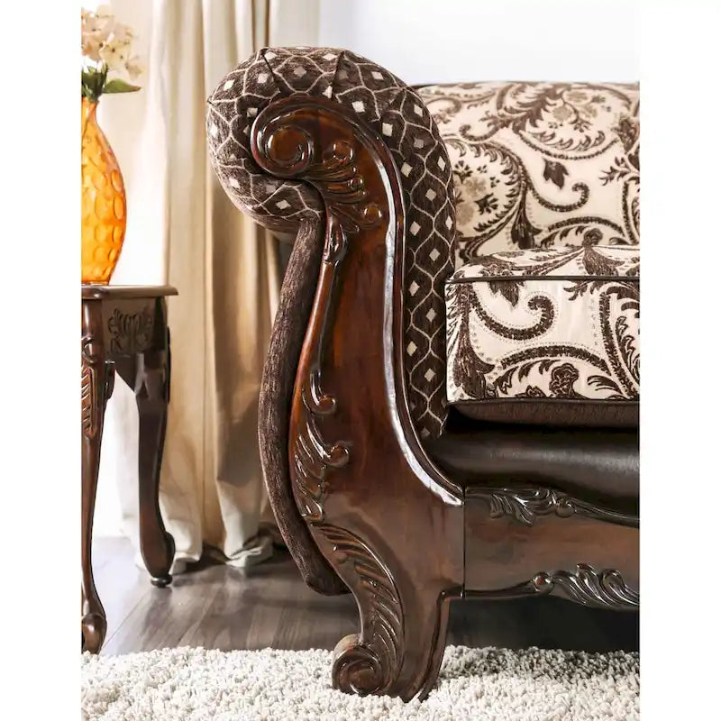 Rend Classic Faux Leather Tufted Sofa with Rolled Arms by Furniture of America - image 8