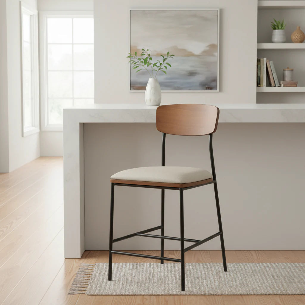 Lowrey 25-Inch Counter Stool with Metal Frame and Faux Leather Upholstery - image 1