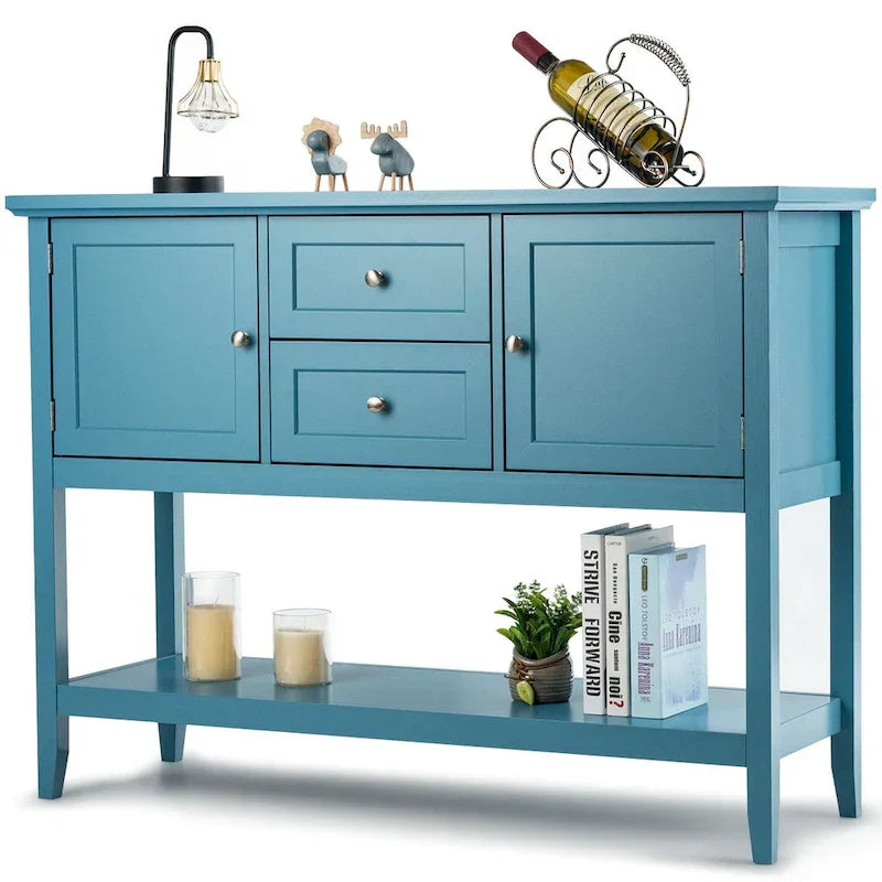 Modern Wooden Sideboard Buffet Cabinet with Drawers & Open Shelf - image 17