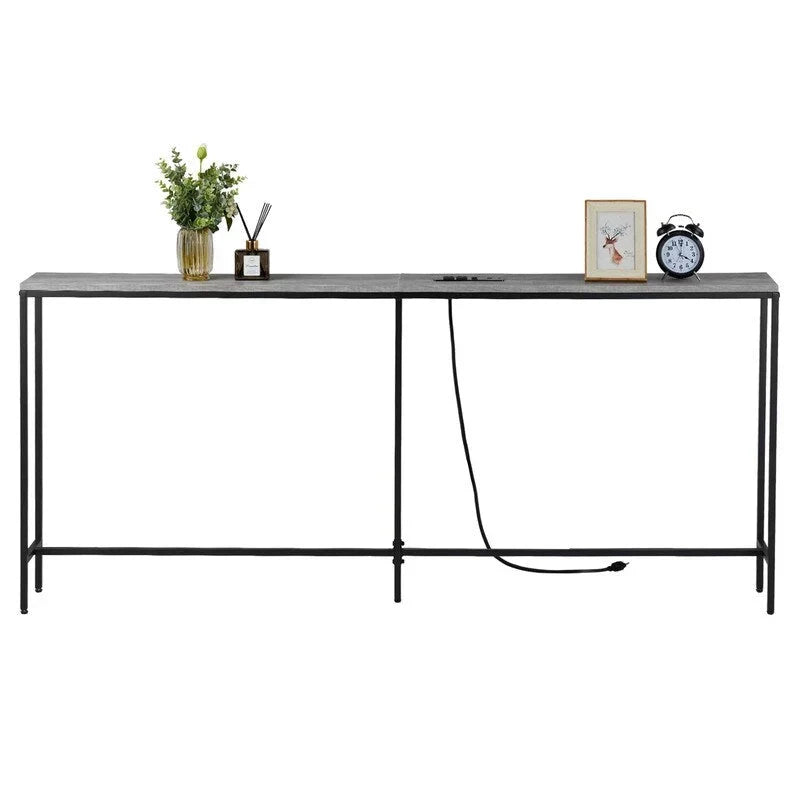 70.9-Inch Console Table with Dual Power Outlets and USB Ports - Slim Entryway and Sofa Table for Living Room - image 9