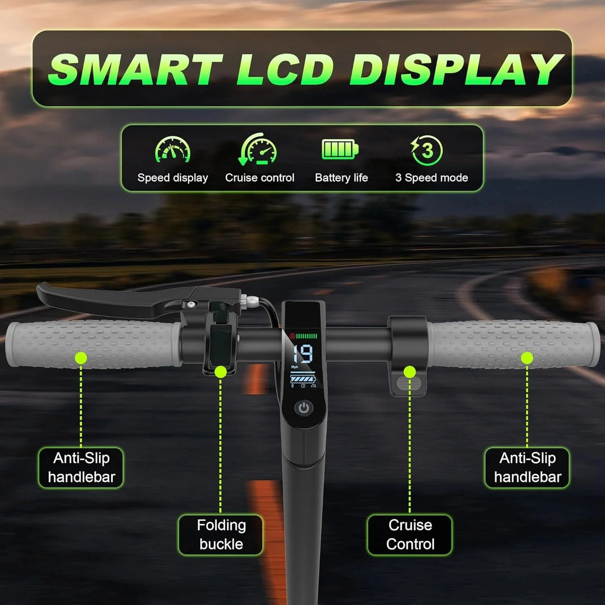 Electric Scooter - 8.5" Solid Tires, 350W Motor, Up to 19 MPH and 21-23 Miles Long-Range Portable Foldable Commuting Scooter for Adults with Double Braking System and App - image 14