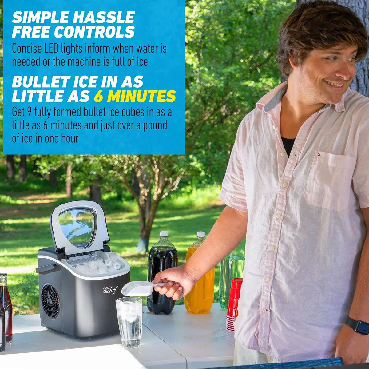 Deco Compact Countertop Ice Maker, 26LBs in 24HRs, 9 Bullet Ice Cubes Ready in 6 Minutes, Stainless Steel - image 11