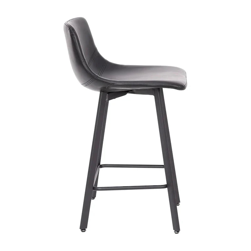 Pair of Armless Upholstered Metal Counter Stools - image 14