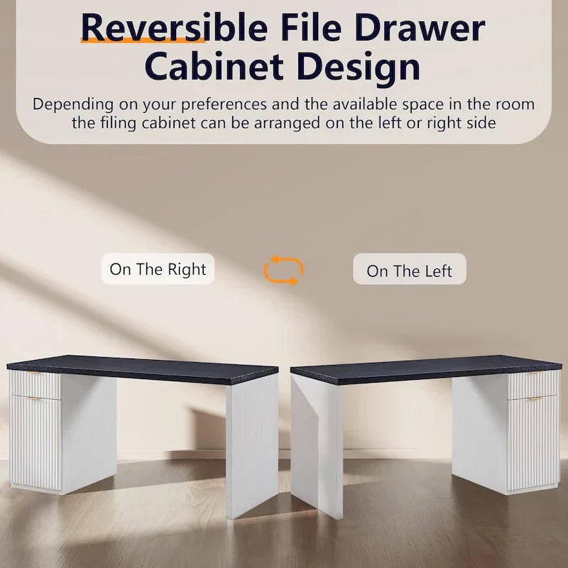 60-Inch Contemporary Executive Desk - Wooden Home Office & Fluted Computer Desk - image 14