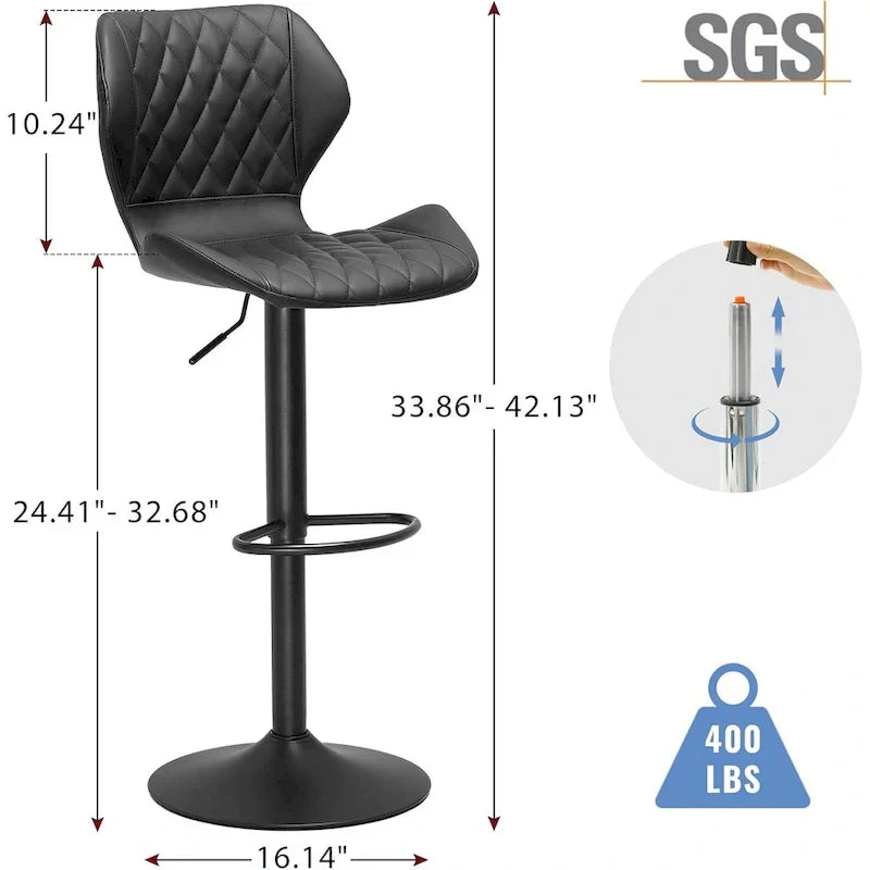 Set of 2 Upholstered Swivel Counter Height Bar Stools - image 3