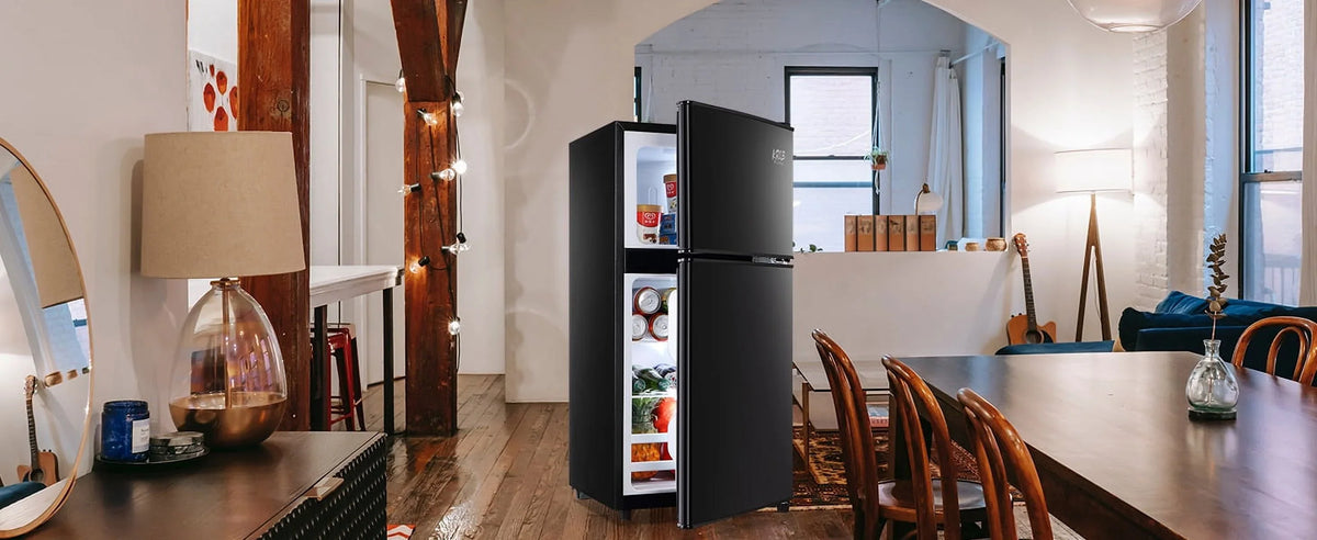 Harper & Bright Designs Double Door Mini Fridge with Freezer, 3.2 Cu.Ft Compact Refrigerator with Adjustable Shelf, Adjustable Thermostat and Reversible Door for Bedroom, Dorm, Home Office, White - image 35