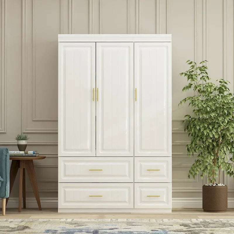 Modern Wardrobe Armoire with Hanging Rod Shelves and Drawers - image 17