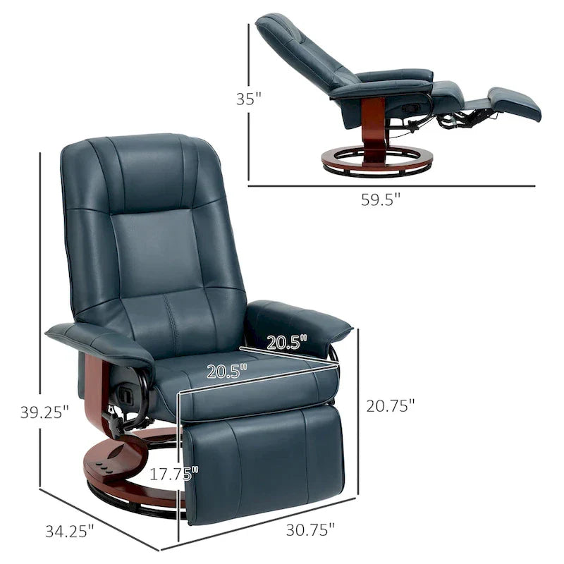 HomCom Faux Leather Adjustable Manual Swivel Base Recliner Chair with Comfortable and Relaxing Footrest - image 9