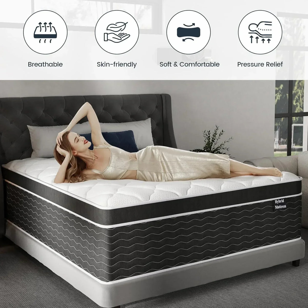 Full Size Mattress 10 Inch Full Size Mattress in a Box Medium Plush Hybrid Mattress - image 7