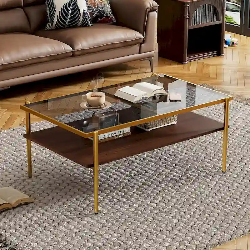 Modern Rectangular Coffee Table with Tempered Glass Surface for Living Room - image 13