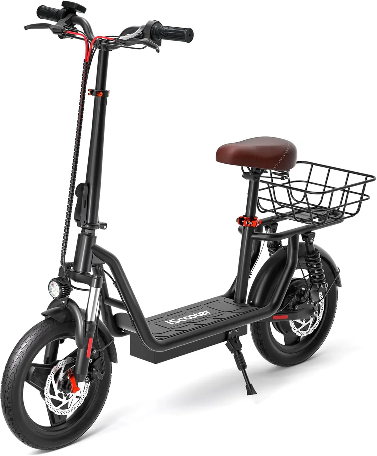 iScooter electric scooter with seat, 37/21 mile range, 28/19/15.6 mph top speed, dual suspension scooter with basket - image 5
