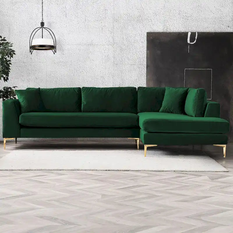 Mae Velvet Corner Sectional Sofa in Mid-Century Modern Style - image 3