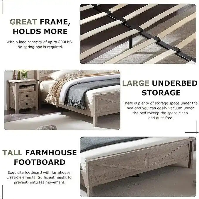 Farmhouse Full Bed Frame with Storage Shelves and Built-in Charging Station - image 34