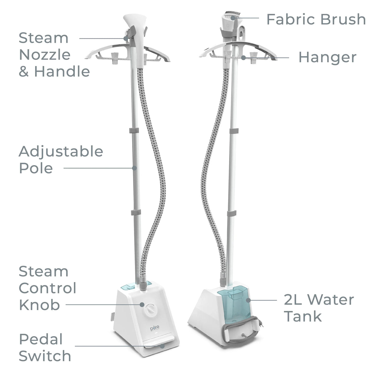 Pure Enrichment PureSteam Pro Upright Clothes Steamer - Professional Standing Garment Steamer & Foot Pedal - Half Gallon Tank with 1 Hr of Sanitizing - image 6