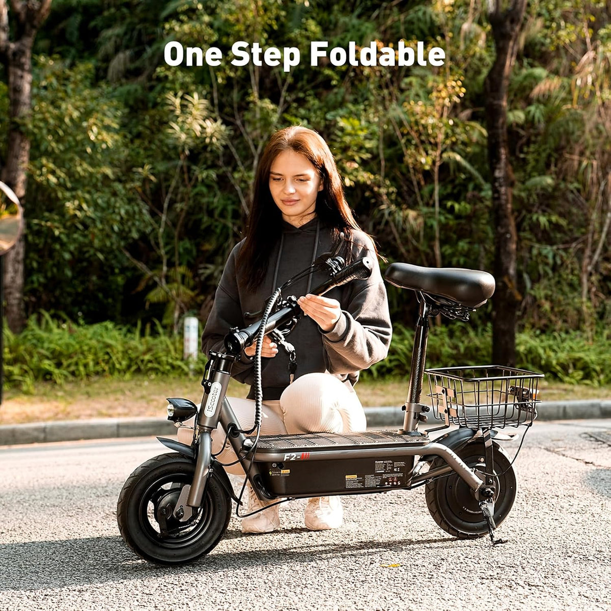 iScooter electric scooter with seat, 37/21 mile range, 28/19/15.6 mph top speed, dual suspension scooter with basket - image 20