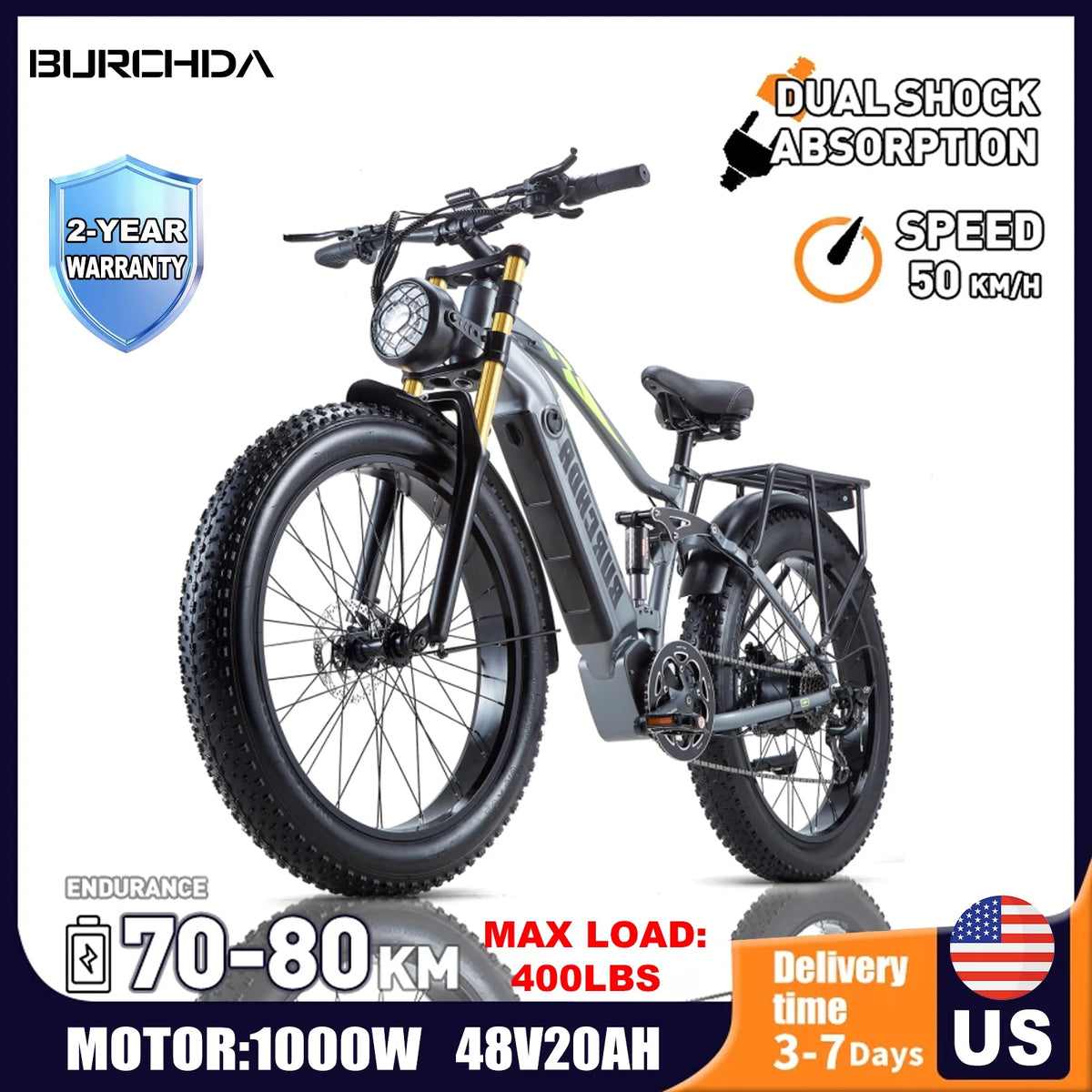 Electric Bike for Adults 26'', 1000W E - Mountain Bike 48V 30/20ah UL2849 Removable Battery, Fat Tire Ebike up to - image 17