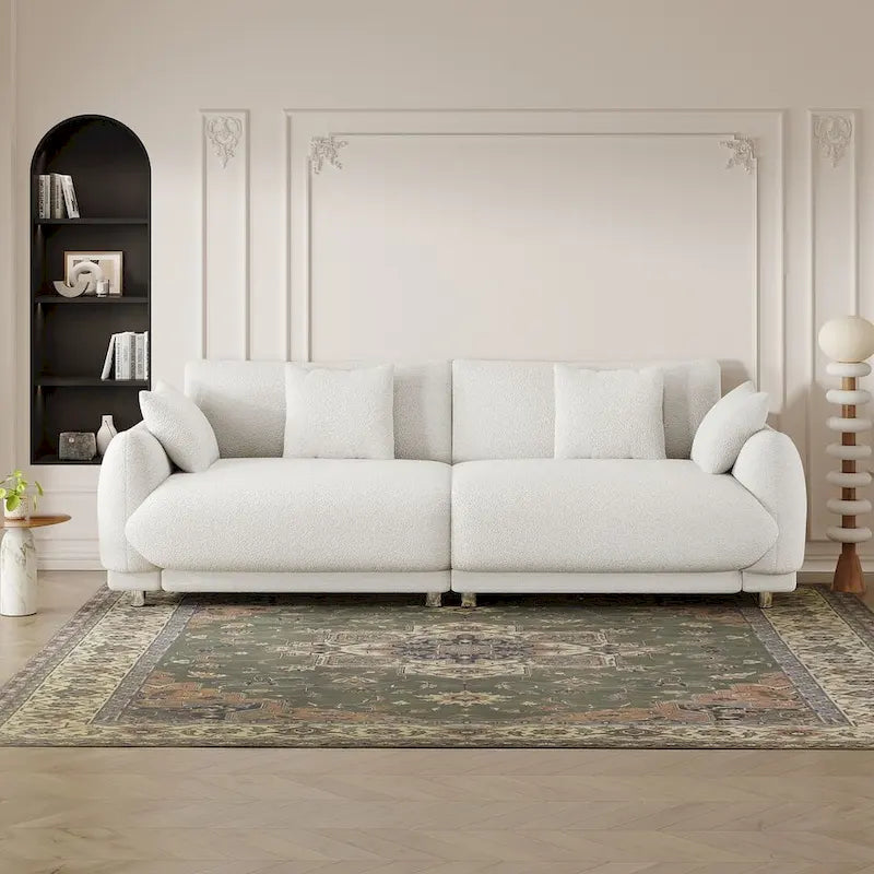 86.6" Contemporary Teddy Velvet Triple Sofa with 4 Cushions and Metal Legs - image 18
