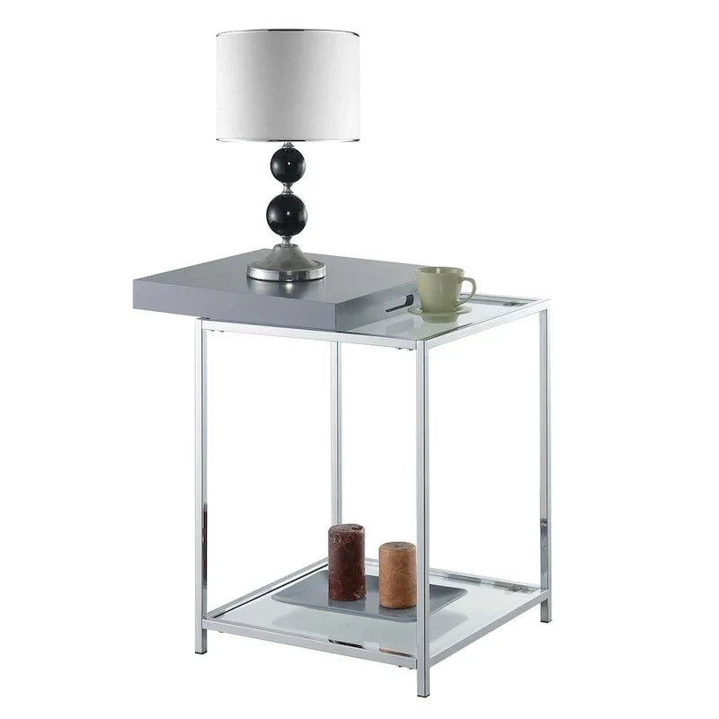 Palm Beach End Table with Shelf and Detachable Trays by Convenience Concepts - image 8