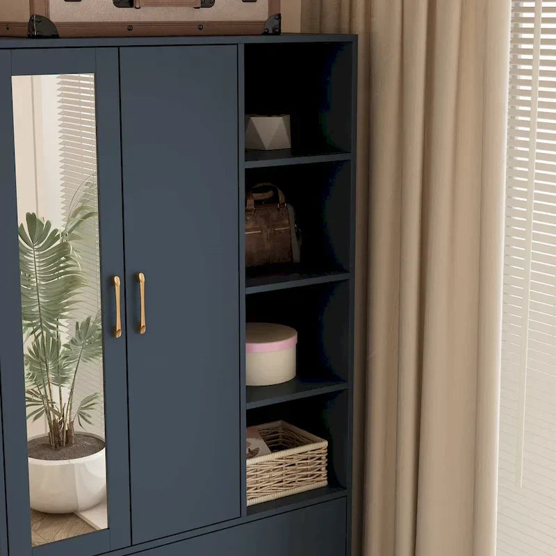 Modern Wardrobe Armoire with Mirror Door Drawers and Shelves - image 25