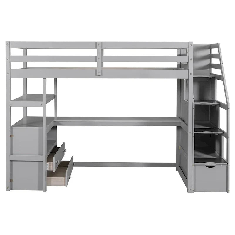 Merax Loft Bed with Integrated Desk and Storage Shelves - image 9
