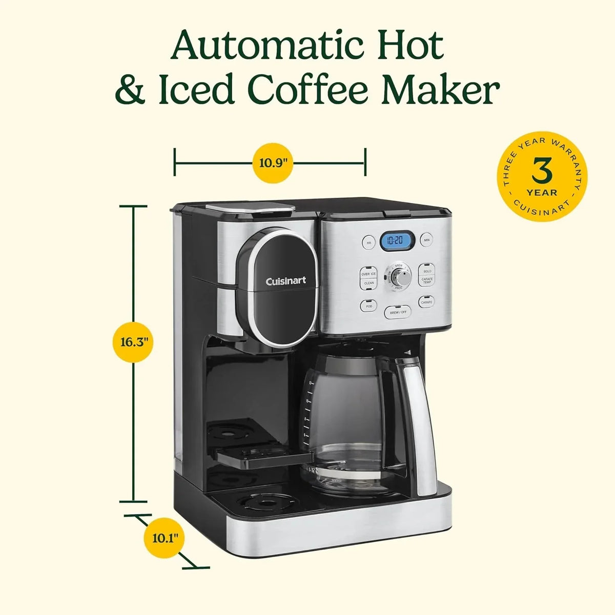 Cuisinart Coffee Maker, 12 Cup Glass Carafe, Automatic Hot & Iced Coffee Maker, Single Server Brewer, Stainless Steel, SS 16 - image 8