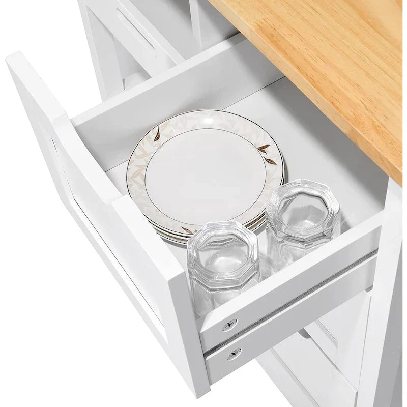 Kleio Solid Wood Kitchen Island Storage Cart with 3 Drawers - Rolling Serving Trolley - image 7