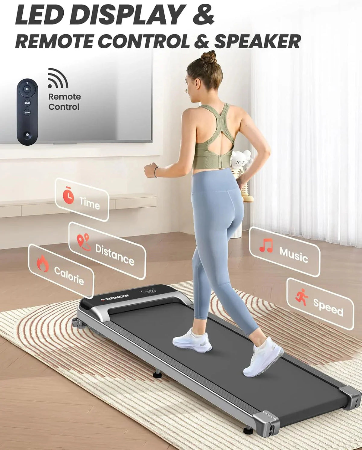 Walking Pad, Under Desk Treadmill with Incline for Home Office 2.5HP Portable Walking Treadmill with 280 Lbs Weight Capacity Walking Machine, Remote Control, LED Display - image 5