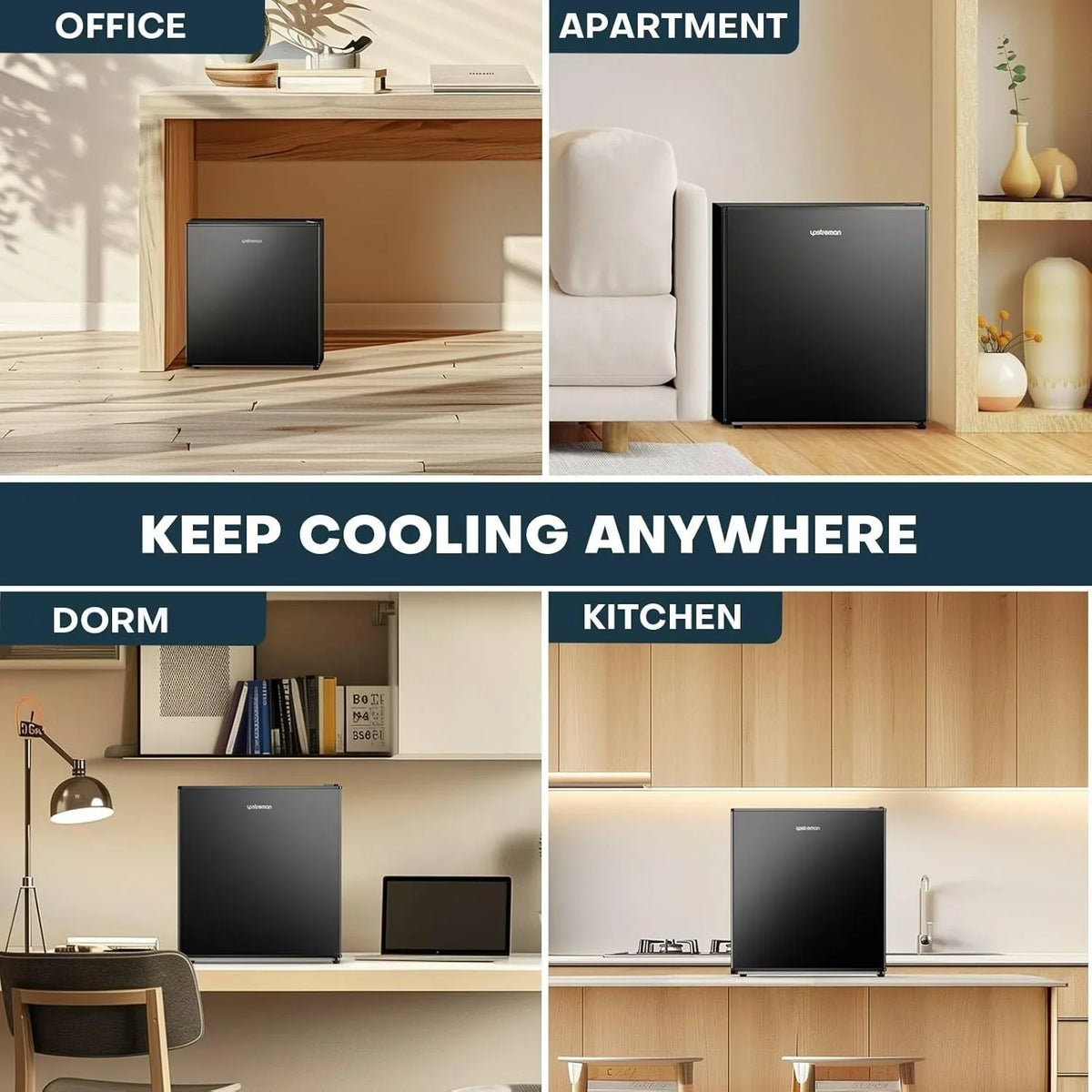 Upstreman 1.6 Cu.ft Single Door Mini Fridge with Freezer, Small Compact Refrigerator with Reversible Door for Apartment Dorm Office Bedroom RV, FR16 Black - image 8