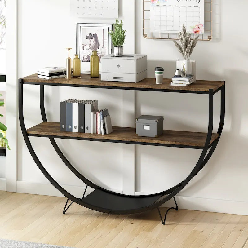 Merax Rustic Industrial Demilune Console Table - image 1