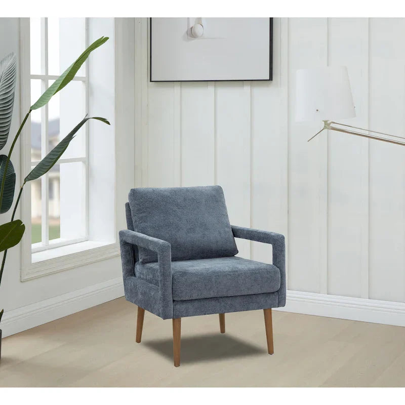 Soft Cushion Blue Chenille Upholstered Armchair - 25.98" Height - image 11