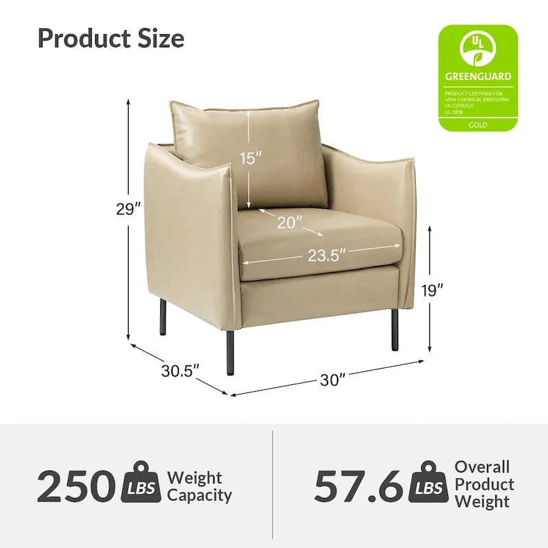 Set of 2 Jaime Modern Vegan Leather Accent Chairs with Metal Legs by HULALA HOME - image 27