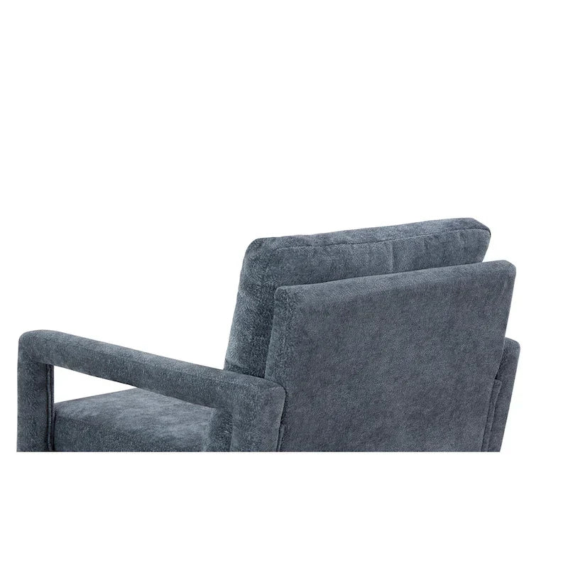 Soft Cushion Blue Chenille Upholstered Armchair - 25.98" Height - image 9