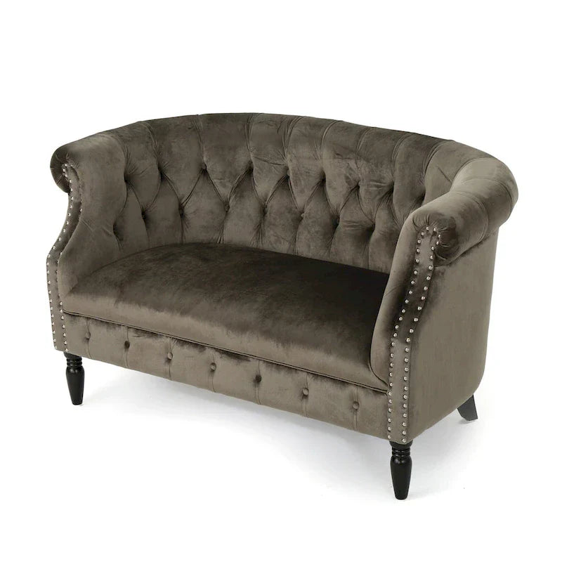 Milani Velvet Tufted Scroll Arm Loveseat by Christopher Knight Home - image 6