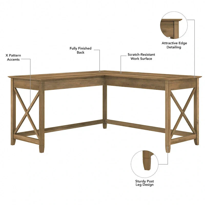 Bush Furniture Key West 60-Inch L-Shaped Desk with Rolling File Cabinet - image 32