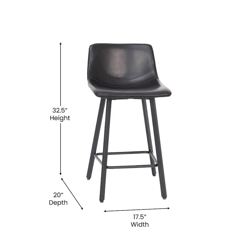 Pair of Armless Upholstered Metal Counter Stools - image 11