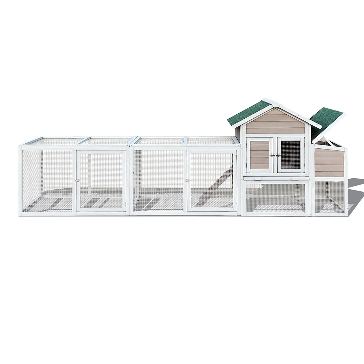 Pefilos 112" Large Rabbit Hutch Outdoor Wood Chicken Coop, Hen House with Nest Box, Wire Fence Poultry Cage, Orange - image 10