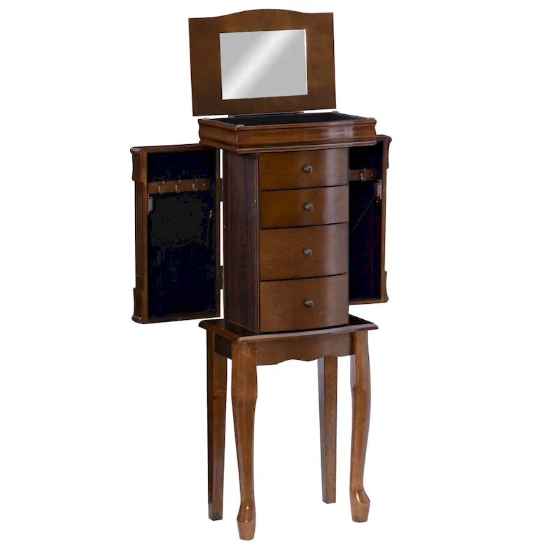Serena Walnut Jewelry Armoire with Mirrored Finish - image 5