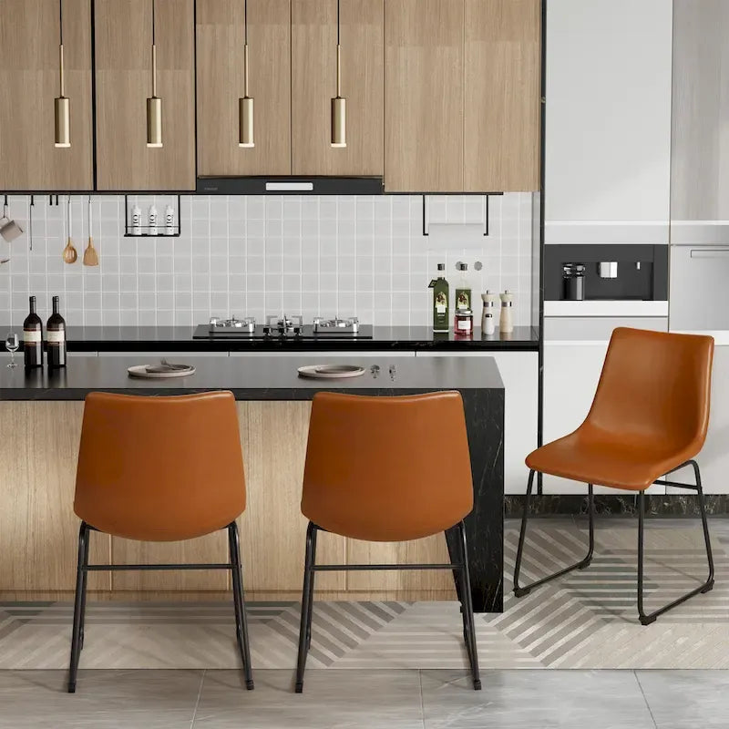Set of 2 Homall Brown PU Leather Counter Bar Stools with Backrest and Footrest - image 6