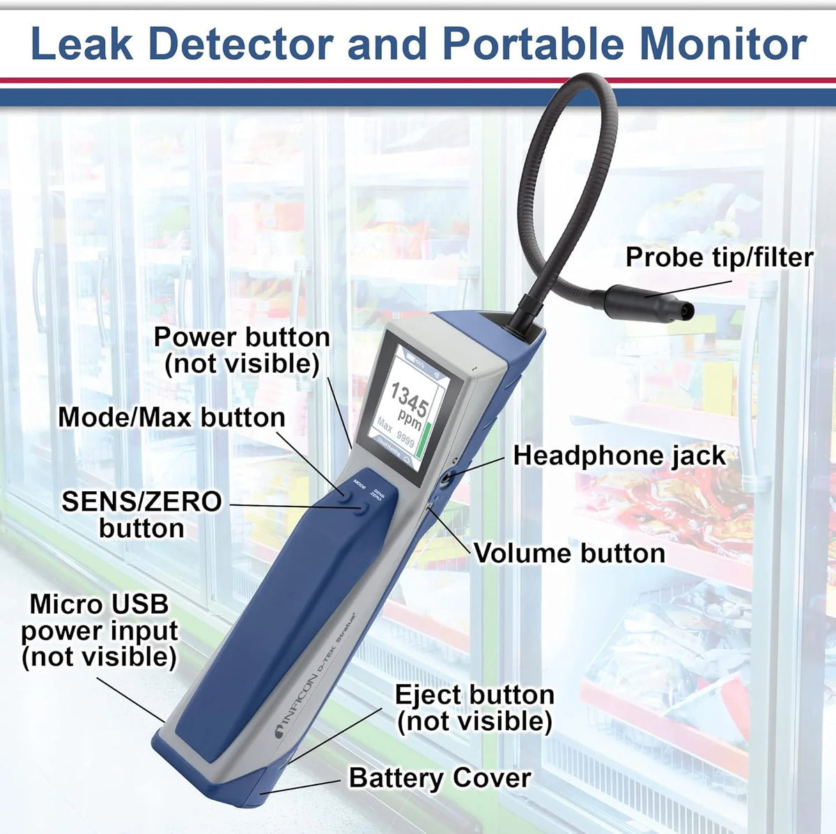 Refrigerant Leak Detector and Portable Monitor, Model: 724-202-G1,Off-White - image 6