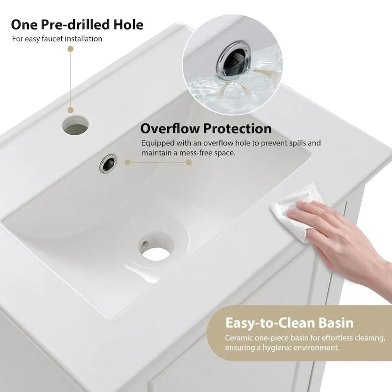 Contemporary 20-Inch Compact Bathroom Vanity Cabinet with Ceramic Sink - image 19