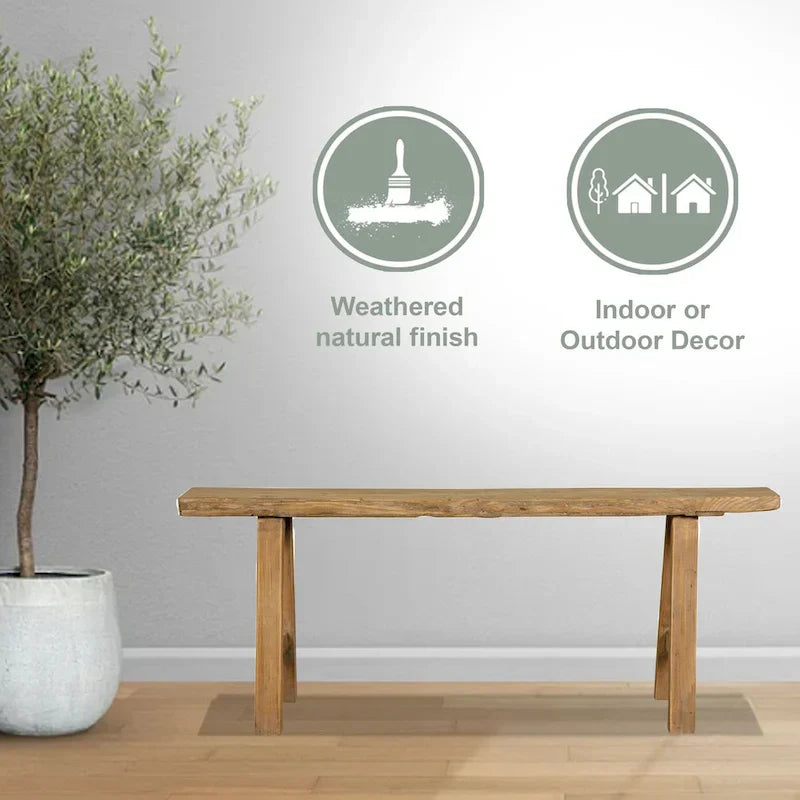 Artissance 43L Natural Wood Small Noodle Bench for Indoor and Outdoor Use - Perfect for Entryways, Hallways, and Patios - image 4